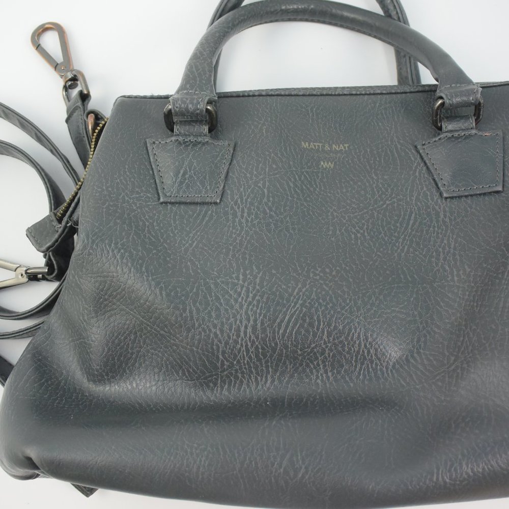 Matt & Nat Gray Vegan Leather Handbag Shoulder Crossbody Detachable Strap Zipper